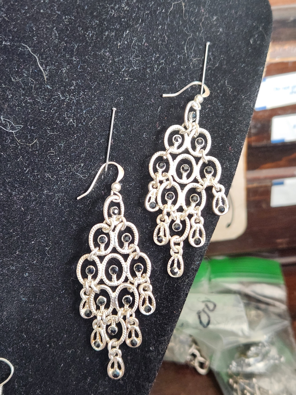 Silvertone Chandelier Drop Earrings - Elegant Women's Jewelry